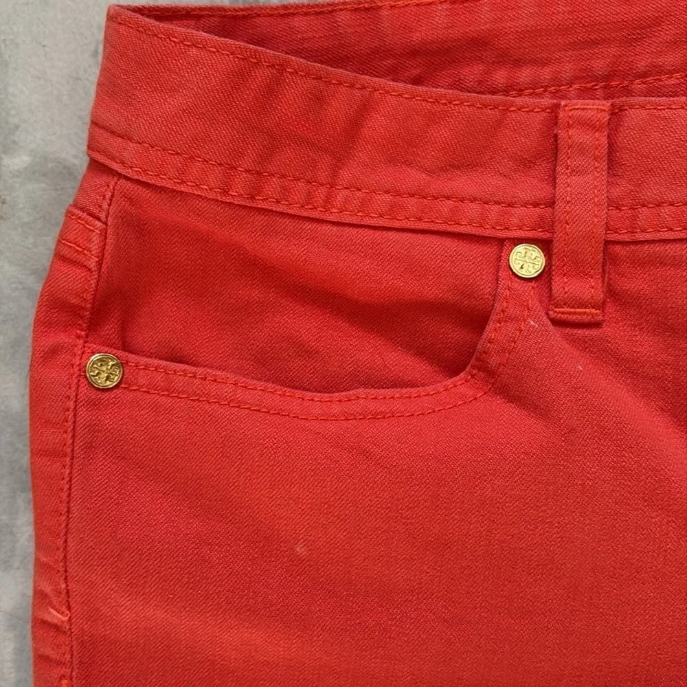 Tory Burch   Jeans  cropped/ankle pants  orange  embroidered back pocket logos
